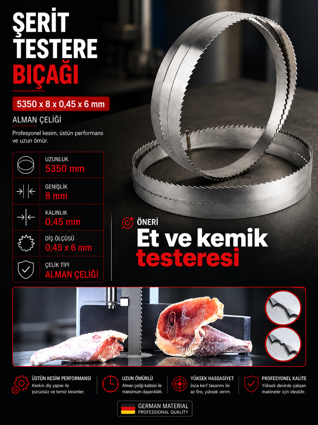 Profesyonel Bıçak Serisi Şerit Testere